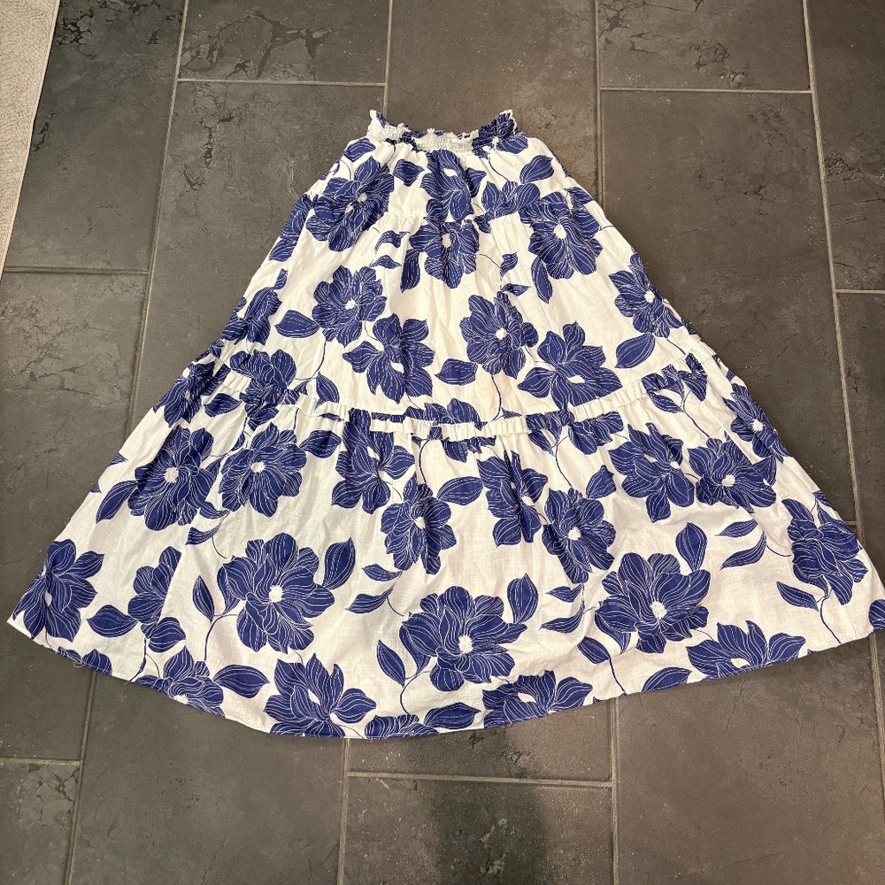 Draper James blue and white cotton midi skirt